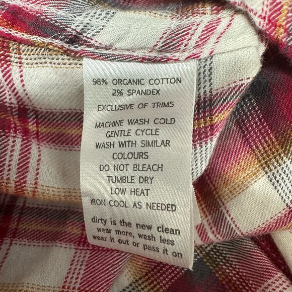 Horny Toad Button Up Top Womens Mixologist M Plaid Multicolor Organic Cotton - Picture 9 of 10